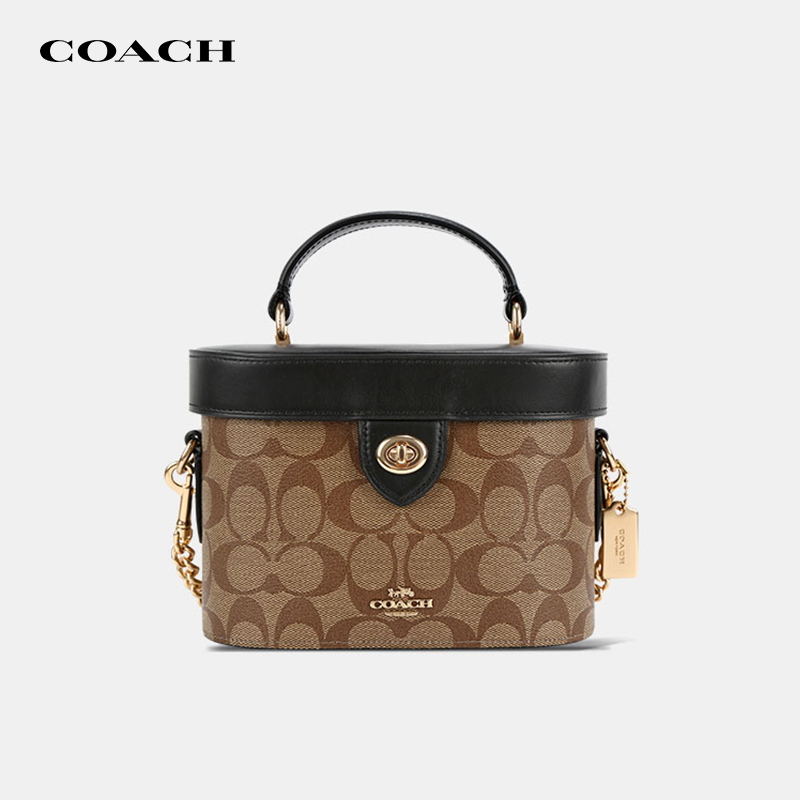 [Authenticity Guaranteed] Coach/Coach Women's Box Bag Makeup Bag Stylish Versatile Handheld Shoulder Crossbody Bag