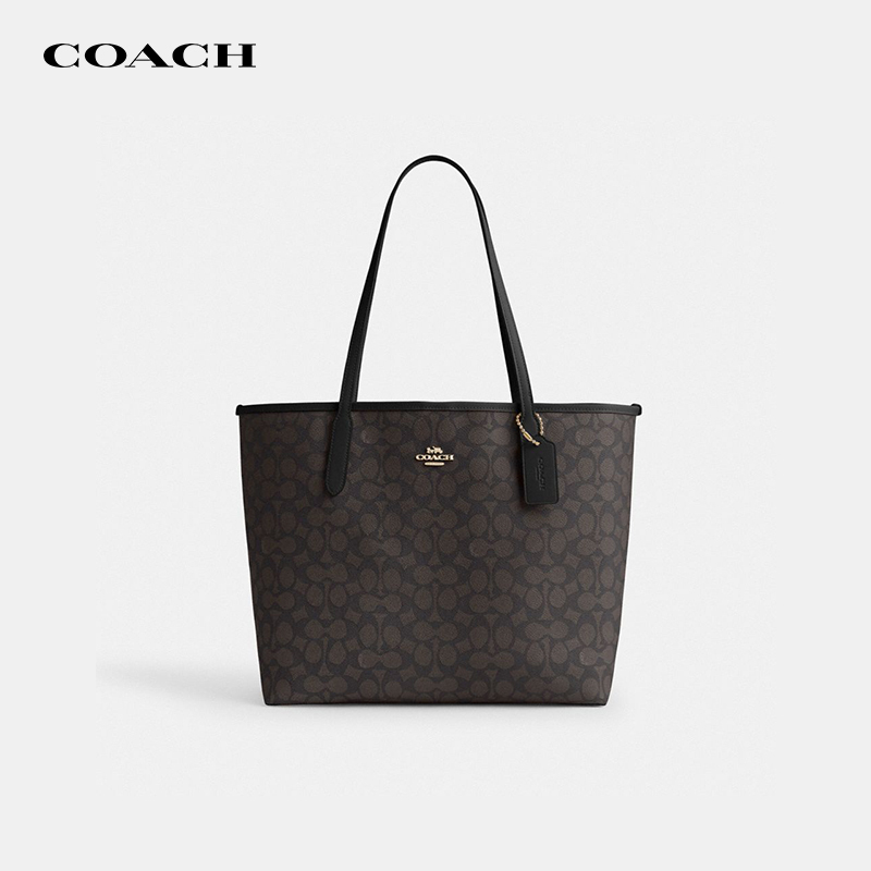 [Authentic Domestic Product] Coach/Coach Tote New Tote Bag with Classic C Pattern, Large Capacity Shoulder Handbag