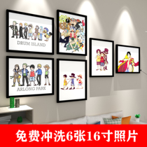 Solid wood photo wall photo frame Katong comic book poster decoration drawing living room minimalist creative wall Composition photo frame hanging wall