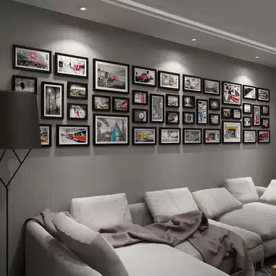 Solid Wood living room creative photo wall large size Wall photo wall frame wall frame wall combination company corporate culture wall