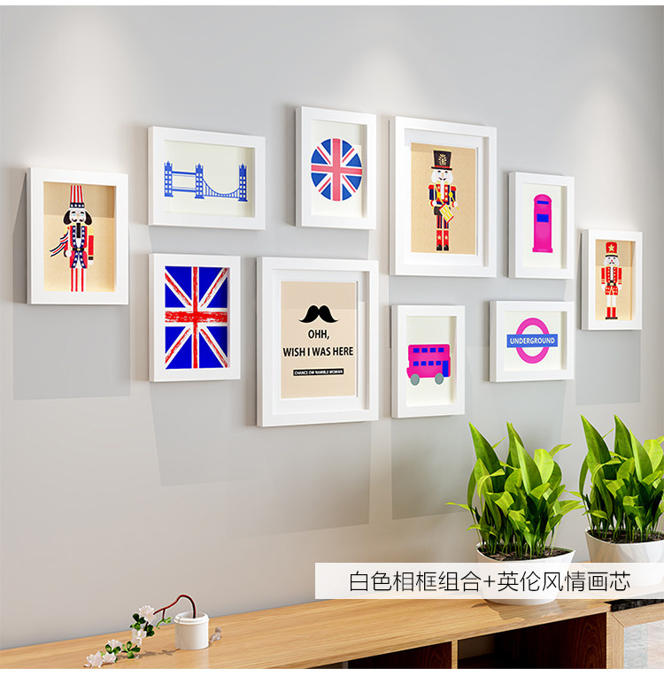 Creative Photo Frame Wall Hanging Wall Living-room Bedroom Hanging Photo Wall Eurostyle Solid Wood Creative Modern Minima Photo Wall