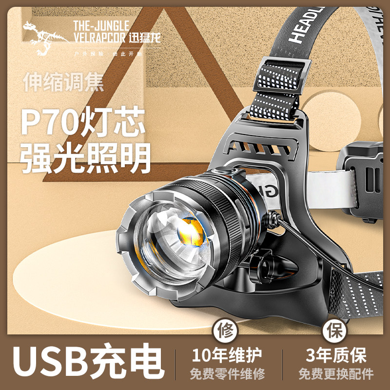 Japan Imports German Headlights Phishing Special Inductive Light Charge Super Bright Headlights Night Fishing Outdoor Super Bright
