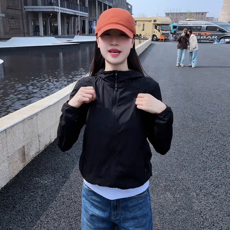 Black Hooded Sun Protection Clothing for Women 2026 Summer New Style Loose Casual Versatile Cardigan Thin Sun Protection Clothing Short Jacket Black Hooded Sun Protection Clothing for Women 2026 Summer New Style Loose Casual Versatile Cardigan Thin Sun Protection Clothing Short Jacket