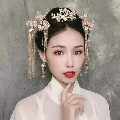 Hanfu headdress Ancient style tassel hair accessories suit Bride Xiuhe headdress Dress accessories Chinese style hair accessories faltering