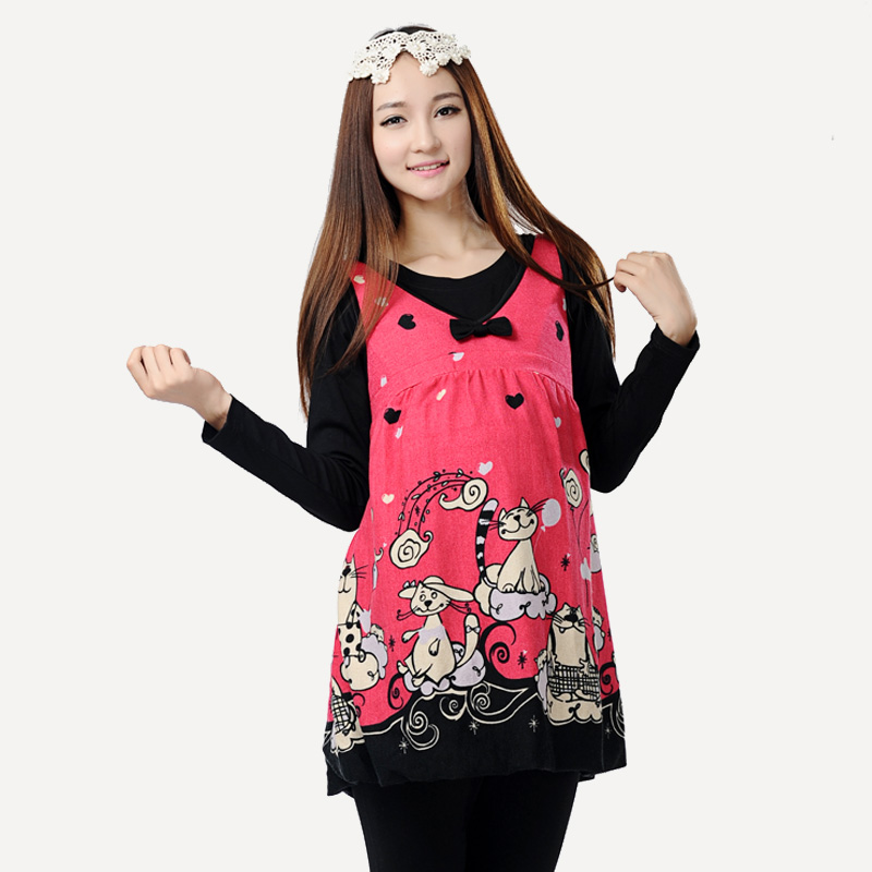 Giải phóng mặt bằng cho bà bầu mùa thu bà bầu hai mảnh thời trang áo vest Hàn Quốc dễ thương đan đầu xuân và thu những mẫu váy bầu đẹp