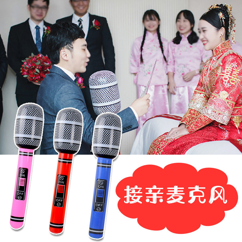 Microphone Creative inflatable microphone Wedding whole person groom whole best man Blocking the door Blocking the door to take pictures and pick up game props