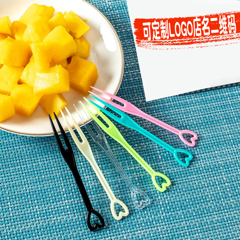 (10000) disposable fork alone packaging transparent plastic cake sweet pitchfork KTV Bar fruit fork