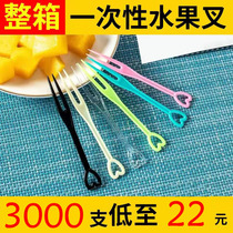 Disposable fruit fork plastic small fork transparent OK fruit sign heart cake fork separately packed fruit fork