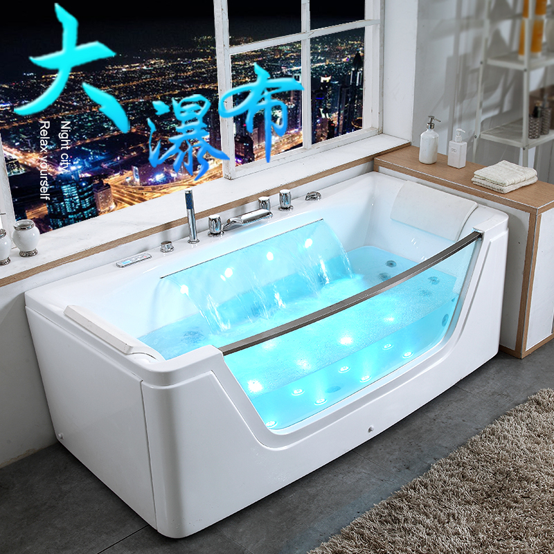 Surf Massage Home-Use Adult Small-Sized Freestanding Acrylic Bathtub with Constant Temperature Heating 1.4m - 1.8m