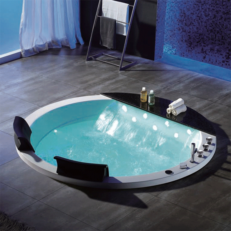 Acrylic round recessed double surfing massage thermostatic bath tub 1 5 1 7 meters waterfall couple big bath
