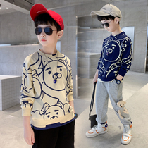 Boy T-shirt Long sleeves 2022 Spring new CUHK Tong Chun Autumn Beating Undershirt Child Foreign Air Pure Cotton Sweater Thin