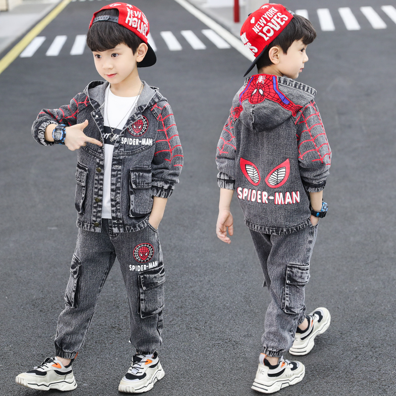 Boy Spring Autumn Season Denim Kit 2022 New Children Two Sets CUHK Child Han Edition Sports Casual Child Clothing