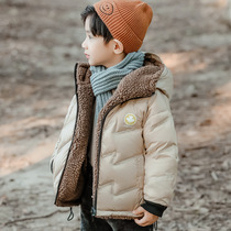 South Korean boy fitted down with short new winter clothing baby double-sided wearing children thickened child jacket Korean version of the tide