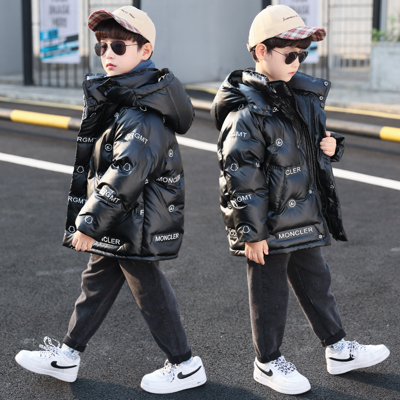 Korean boys winter cotton clothes new children's Foreign school large children's quilted jacket down cotton coat medium and long version of the net infrared cover