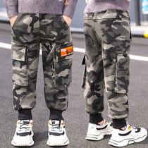 Korean boys overalls plus velvet thickened autumn and winter new boys and childrens pants autumn handsome camouflage pants