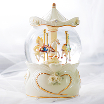 JARLL music box Valentines Day amusement horse crystal ball music box to send girlfriends romantic wedding gifts