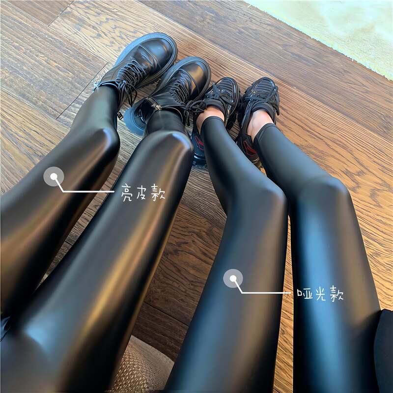 Black Pu Leather Pants for Women, Autumn and Winter, High-Waisted, Tight-Fitting, Sexy, Butt-Lifting, Glossy Matte Finish, Slimming, Outerwear, Fleece-Lined Leggings Black Pu Leather Pants for Women, Autumn and Winter, High-Waisted, Tight-Fitting, Sexy, Butt-Lifting, Glossy Matte Finish, Slimming, Outerwear, Fleece-Lined Leggings