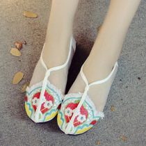 Yanran turned to hope that the mesh small garden injection-molded bottom flat-bottomed embroidered single shoes casual canvas dance shoes soft-soled womens sandals