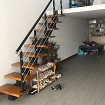 Straight Sloping Beam Steel Wood Stairway Factory Designed To Make Home Indoor Villa Duplex Leaping Penthouse Modern Overall Stairs