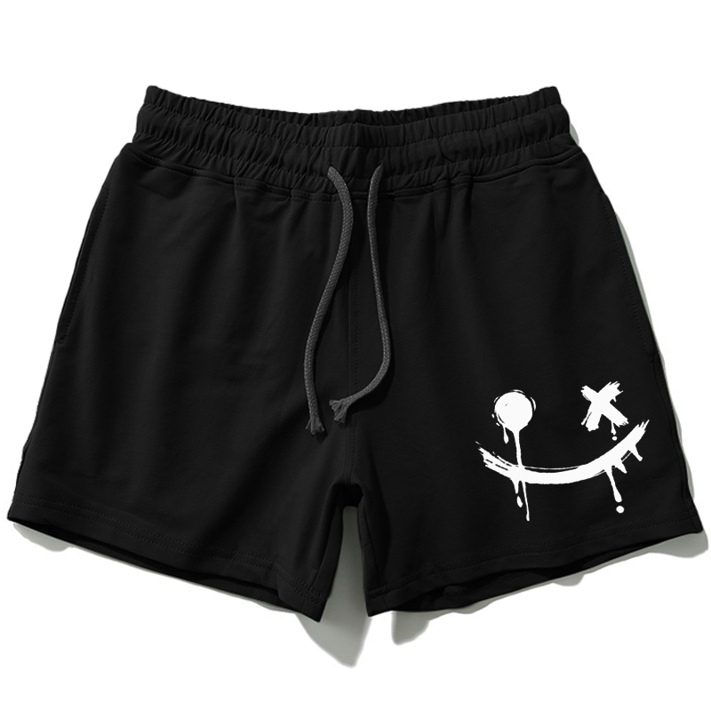 Men's Three-Quarter Pants, Pure Cotton, Summer Thin Style, Above-The-Knee Running Sports Shorts, Large Size, Black Short Pants