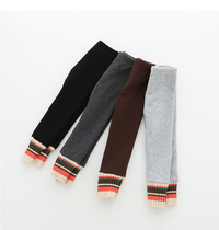 2019 autumn and winter childrens feet leggings girls boys warm trousers Korean baby one-piece velvet pants