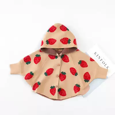 Baby cloak cloak autumn out thick female baby hooded small cloak children's windproof shawl children's coat