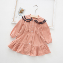 Girl Dress Autumn 2019 new foreign style little girl spring and autumn baby collar shirt skirt cotton princess dress