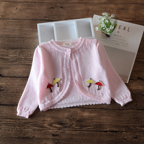 Girl shawl spring and summer baby small shoulder childrens long sleeve knitwear thin short cotton Princess outer skirt