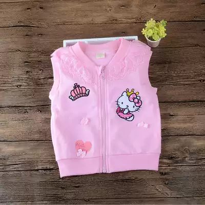 Pure cotton girls ' waistcoat spring and autumn thin little girl spring female baby vest children's suit children's baby horse clip