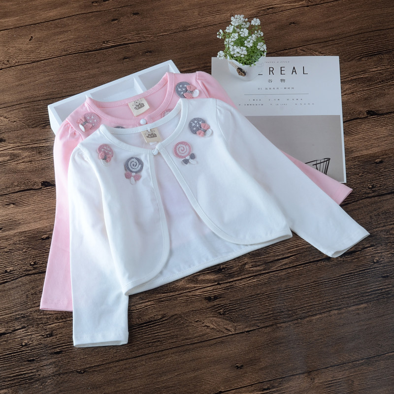 Children's spring and summer clothes Thin girls long sleeve shawl shawl cardigan Baby small cloak jacket Air conditioning shirt sunscreen clothing