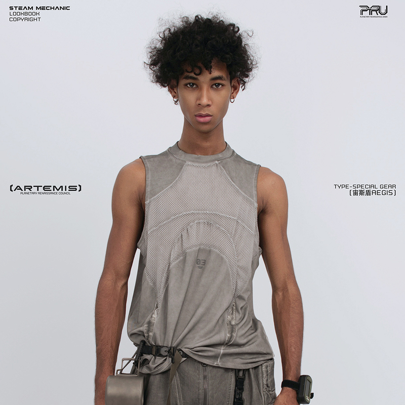 Steam Engine Style Steam Wasteland Style Xuan Niao Vest T-Shirt Unisex Vintage Dirty Dye Sleeveless Vest Casual Vest