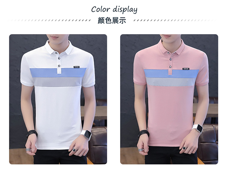 Mùa hè cotton ngắn tay t-shirt thanh niên ve áo nhỏ POLO áo sơ mi kinh doanh người đàn ông giản dị của hoa khâu T-Shirt triều