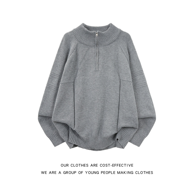 Half-Zip Pullover Sweater for Men, Heavyweight and Thick, High-End Feel, Casual American Style, Simple Half-Cardigan, Stand-Up Collar Knitwear