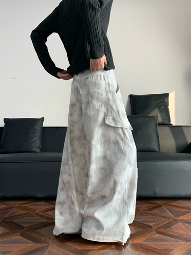 Американский стиль, грязно окрашенные, потертые комбинезоны со звездами, мужские уличные хип-хоп свободные широкие брюки в стиле хип-хоп, джинсы-мачете для мытья полов