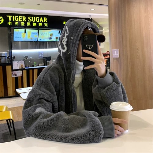 Бархатная демисезонная трендовая утепленная куртка с капюшоном, оверсайз