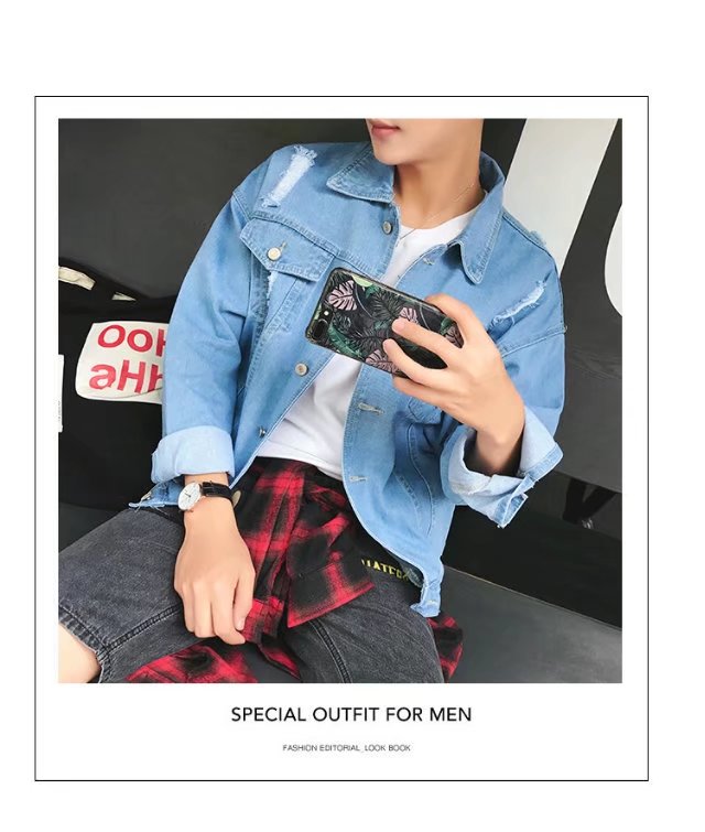 Mùa xuân mới áo khoác nam denim jacket Hàn Quốc phiên bản của xu hướng nam lỏng hoang dã bf retro sinh viên đẹp trai áo sơ mi