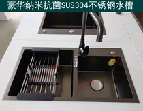 Double sink kitchen cabinet nano antibacterial SUS304 stainless steel manual sink Single sink vegetable wash basin basin faucet