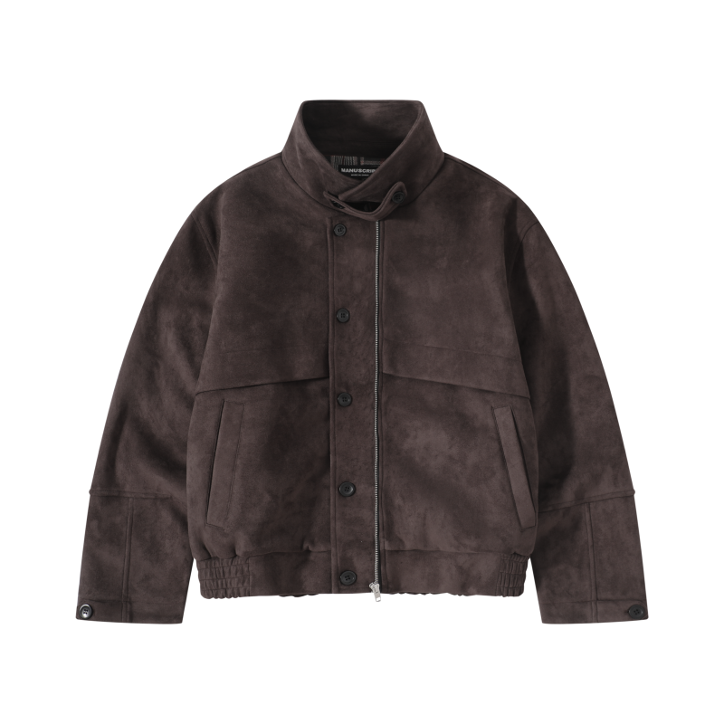Manuscript Mocha Hunting Jacket Barn Style Spring Retro M65 Brown Short Lapel Suede Jacket
