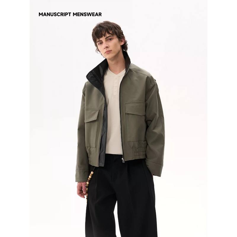 Manuscript Stand Collar Barn Jacket, Three-Proof, Straight-Cut, Short and Wide, Barn-Style Cleanfit Casual Jacket Manuscript Stand Collar Barn Jacket, Three-Proof, Straight-Cut, Short and Wide, Barn-Style Cleanfit Casual Jacket