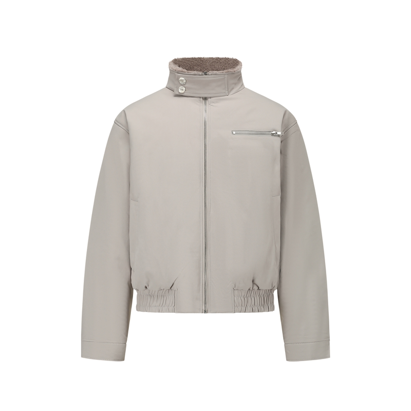 Manuscript Fur Collar Harrington Cotton Jacket Style Winter Warm Top Loose Split Bomber Short Jacket