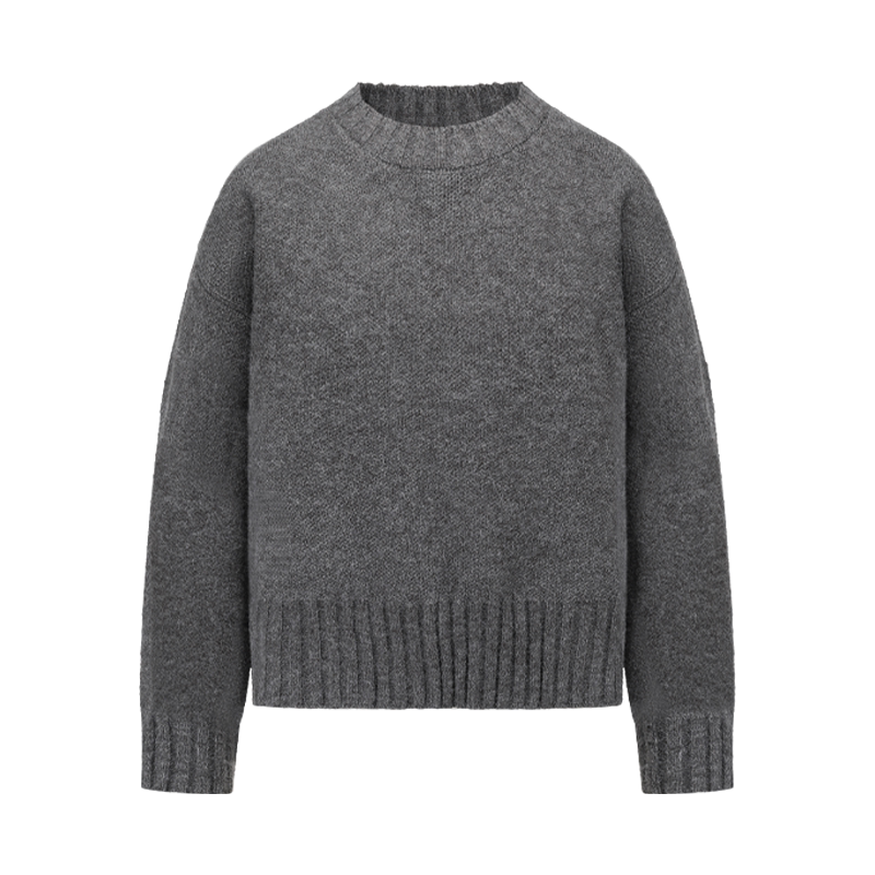Manuscript Autumn and Winter Plush Knit Thick Round Neck Loose Cuff Silhouette Clean Sweater