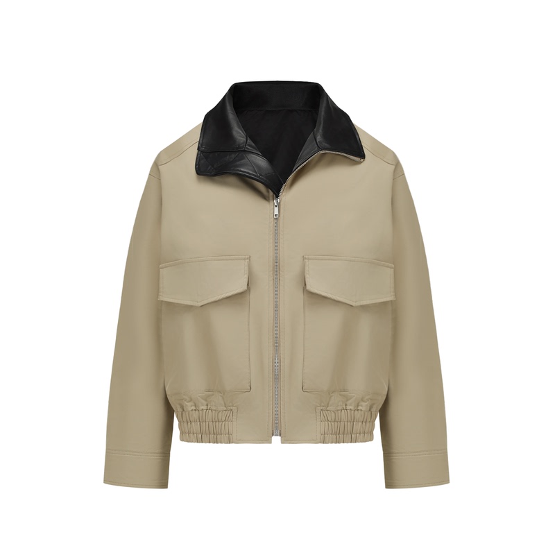 Manuscript Stand Collar Barn Jacket, Three-Proof, Straight-Cut, Short and Wide, Barn-Style Cleanfit Casual Jacket