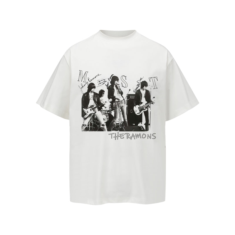 Manuscript Raymond Band Short Sleeve Digital Print Sorona Ice-Feel Short Wide Boxy T-Shirt