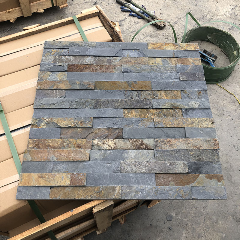 Natural black cultural fossil background wall outdoor European courtyard villa wall antique brick indoor balcony exterior wall brick