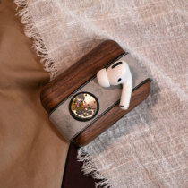 Heat tracking hand made for Apple airpodspro3 headphone protective case Genuine leather solid wood custom pure handmade