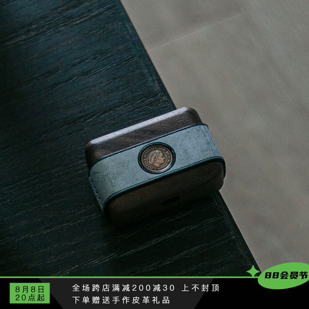 Heat tracking hand leather solid wood copper coin retro is suitable for Apple 1 generation air pods 2 generation pro headset protective