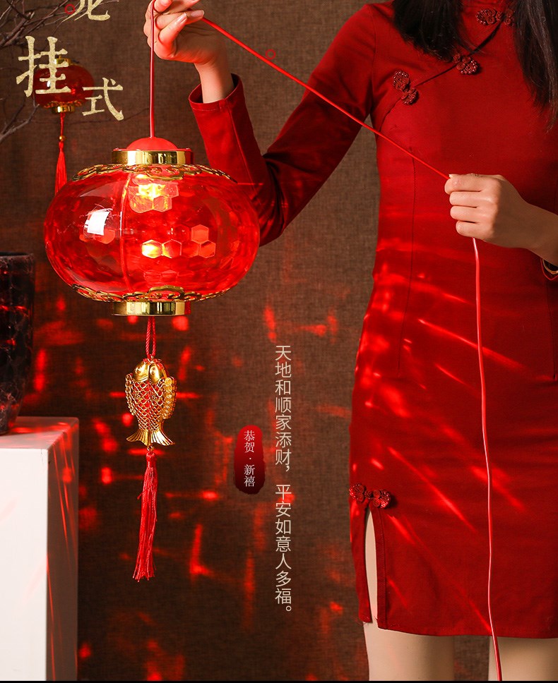 9 cm Crystal New Year decorations New Year's Day Lunar New Year's Lantern Festival Foals hangover with balcony outdoor walking coal oil Lights red lanterns