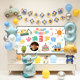 Birthday layout boy baby TV screen background wall excavator theme children's balloon party scene decoration