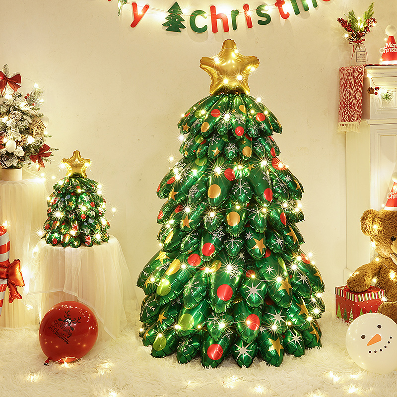 Christmas Solid Standing Balloon Adornment Cute Cartoon Santa Christmas Tree Kindergarten shooting props-Taobao