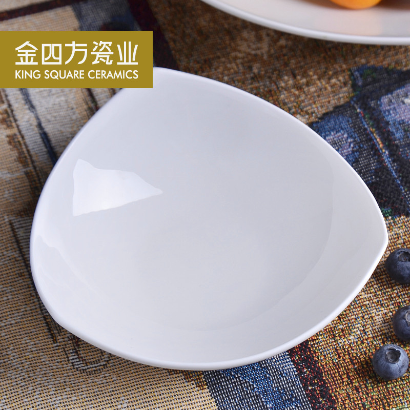 Deep gold sifang ipads porcelain white triangle salad bowl size bowl of dessert dishes tableware ceramic plate soup plate